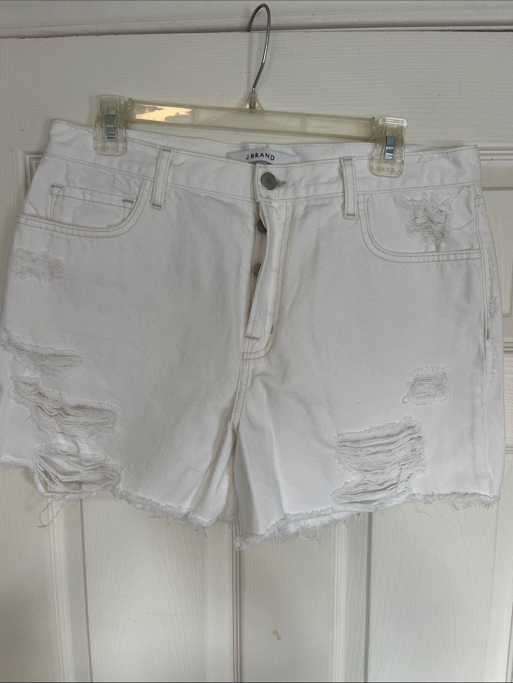 J Brand Ivy High-Rise Distressed Denim Shorts